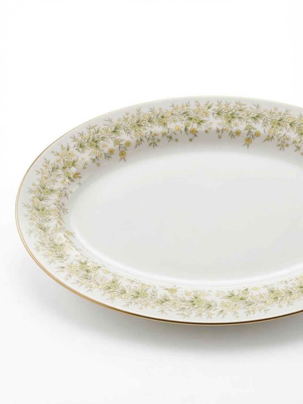 Vintage Carico China Wild Flower 13.5" Oval Serving Platter Platinum Trim Japan